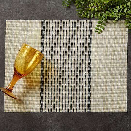 DII® Black Middle Stripe PVC Woven Placemat, 6ct.